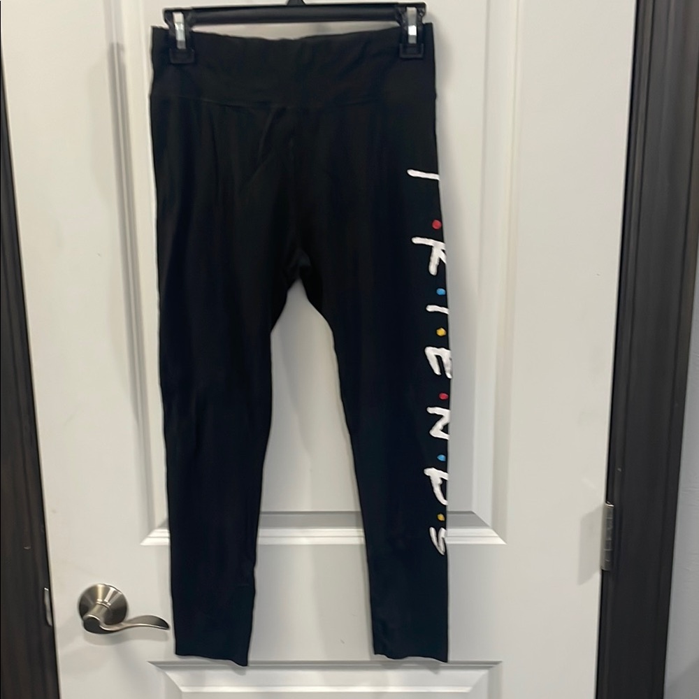 Black Kids Leggings with Friends Print
